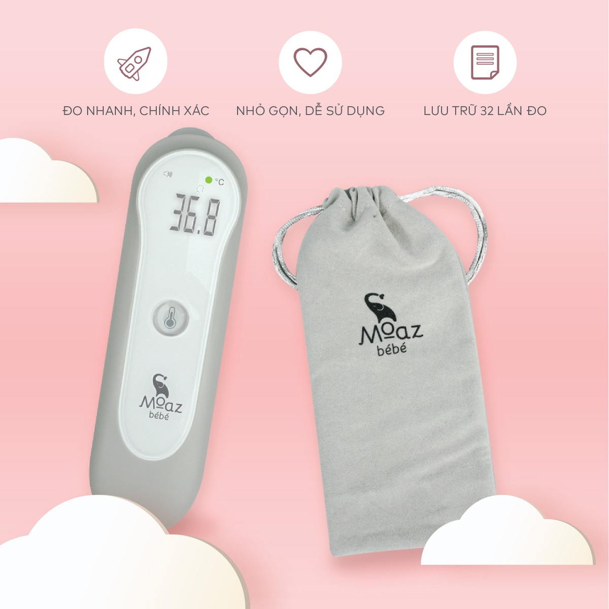 Nhiệt kế hồng ngoại Moaz Bébé MB - 024 - mặt sau