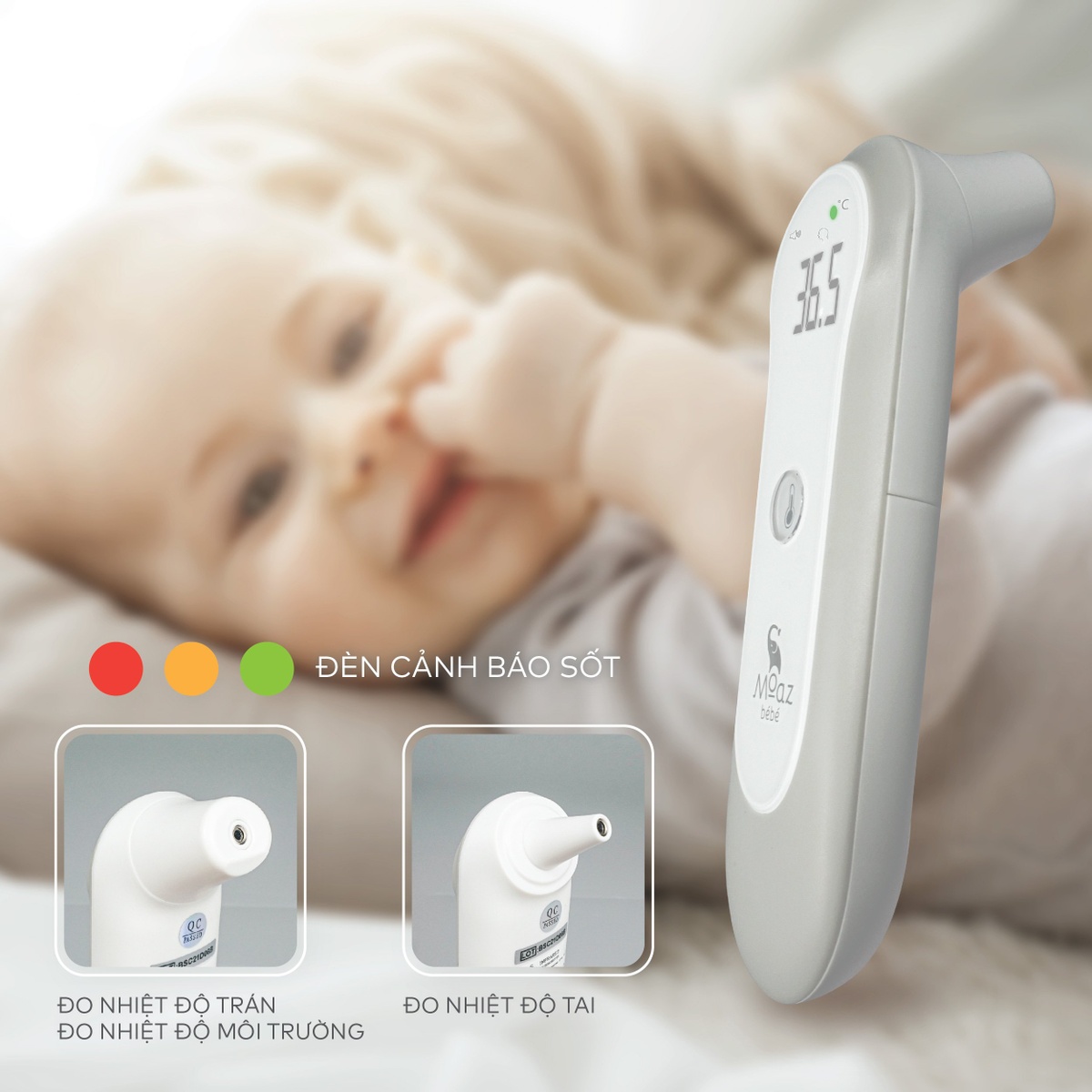 Nhiệt kế hồng ngoại Moaz Bébé MB - 024 - góc nghiêng