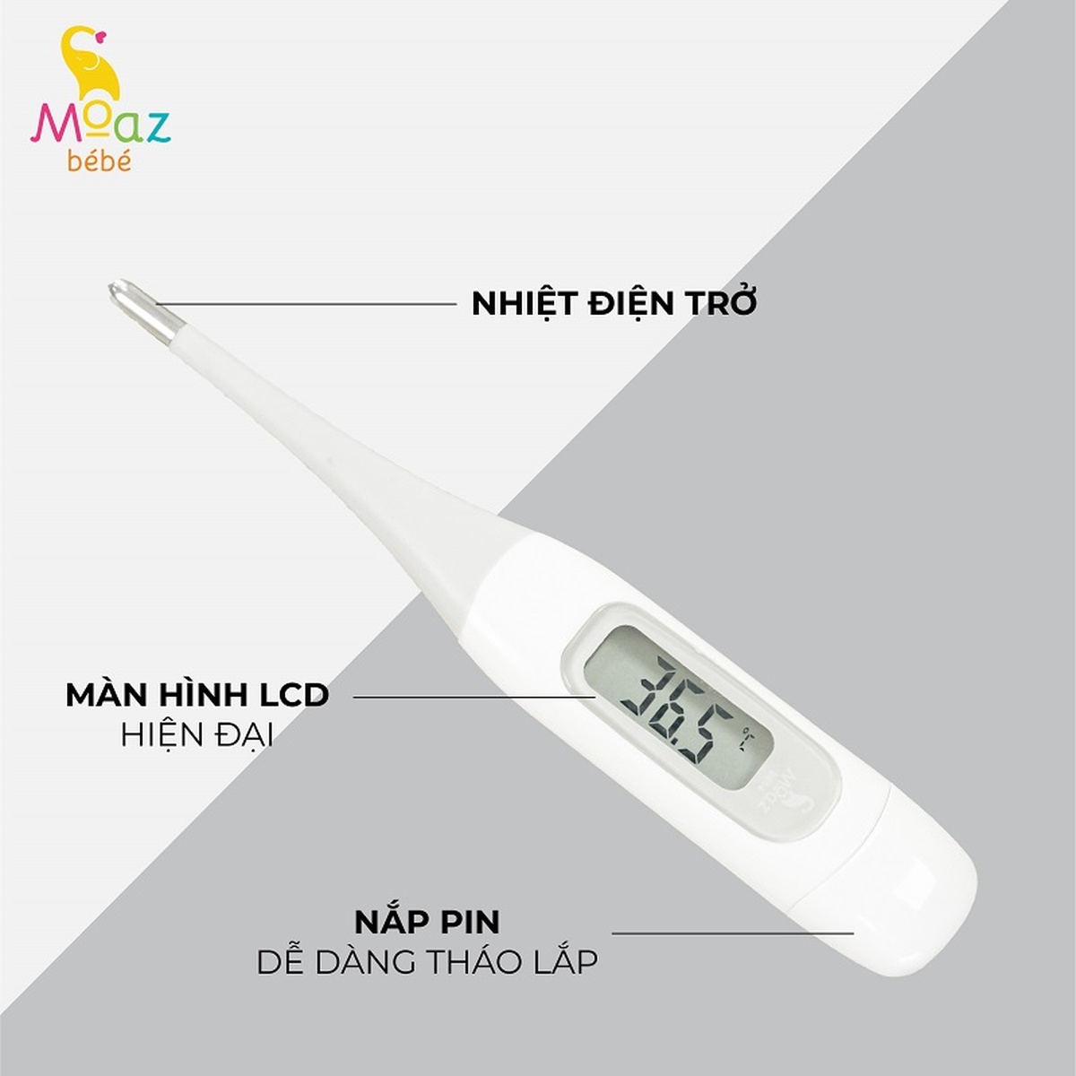 Nhiệt kế kỹ thuật số Moaz BéBé MB-040 - mặt trái