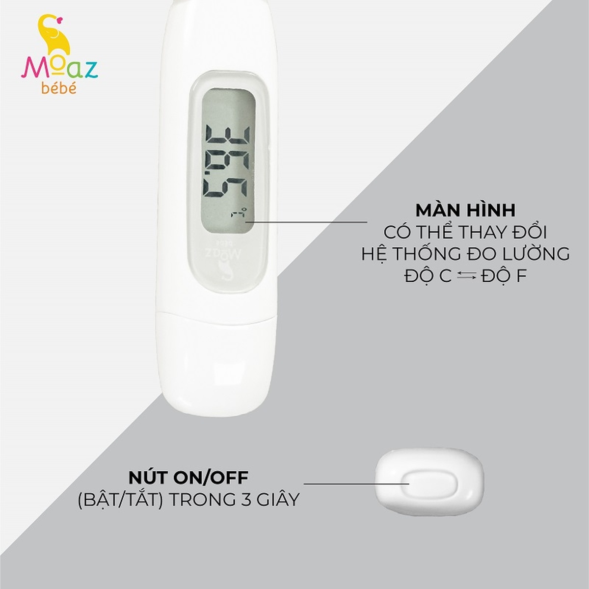 Nhiệt kế kỹ thuật số Moaz BéBé MB-040 - mặt phải