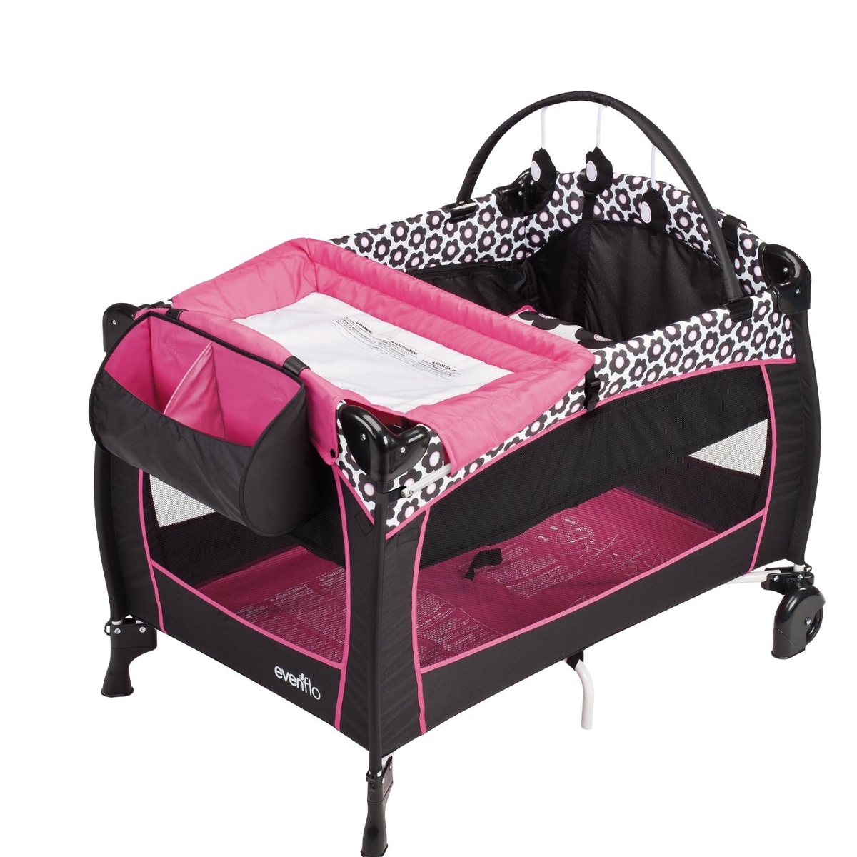 Nôi cũi siêu nhẹ 3 tầng Evenflo Portable BabySuite 300 Playard - mặt trái