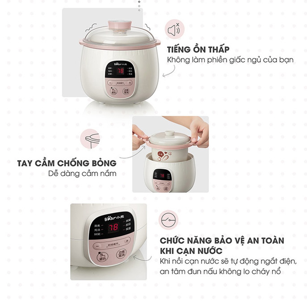 Nồi nấu chậm Bear 0.8L SUBE001 - hình 8