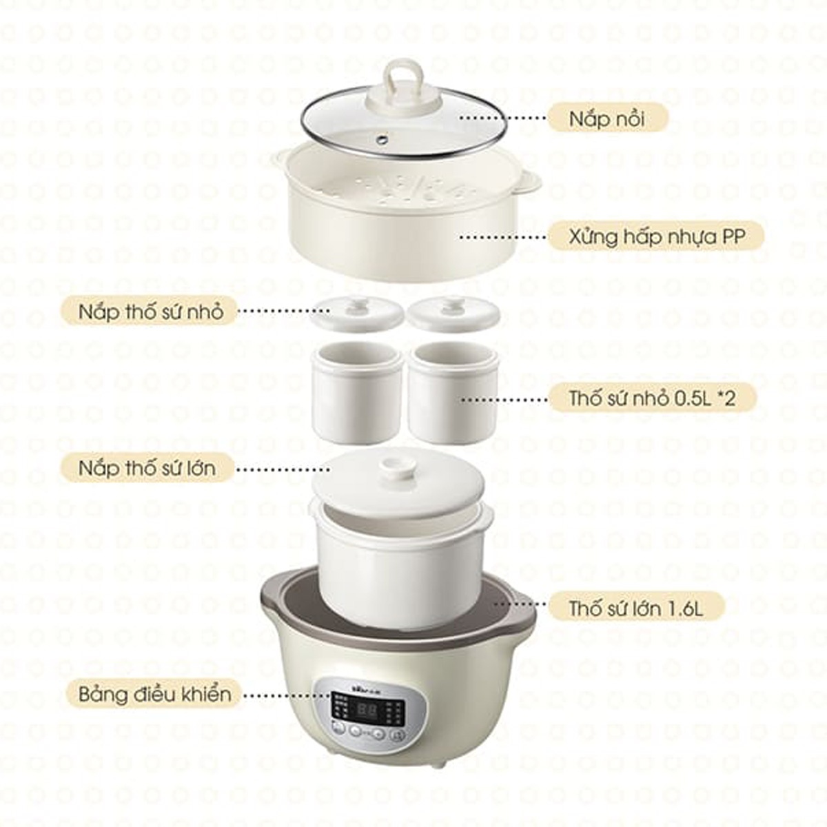Nồi nấu chậm Bear 1.6L SUBE002 - hình 11