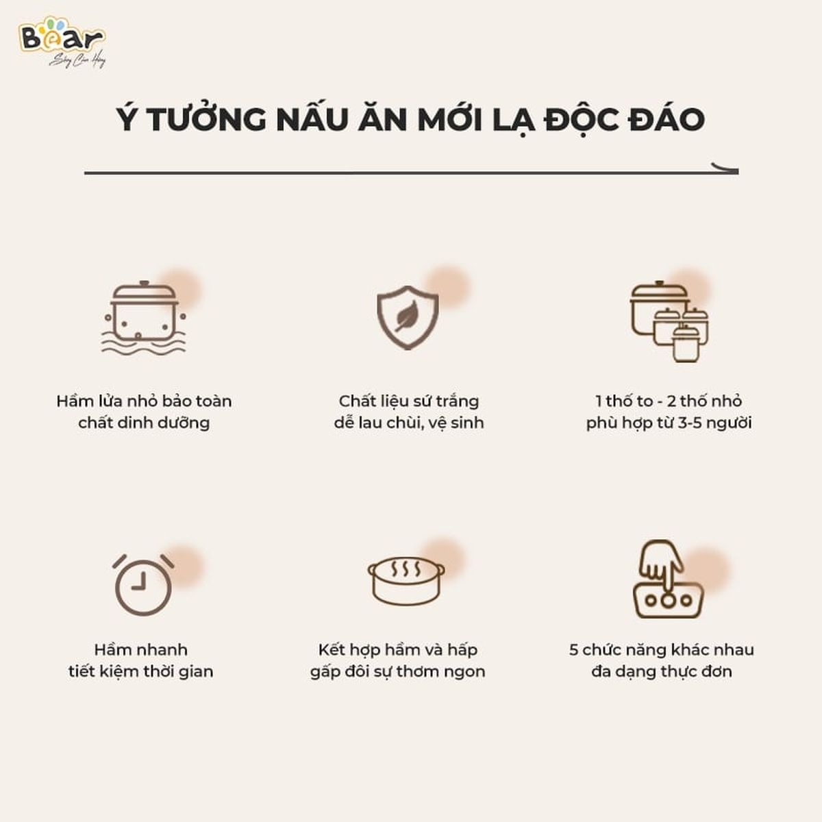 Nồi nấu chậm Bear New  1.6L SB-NNC16 - hình 6