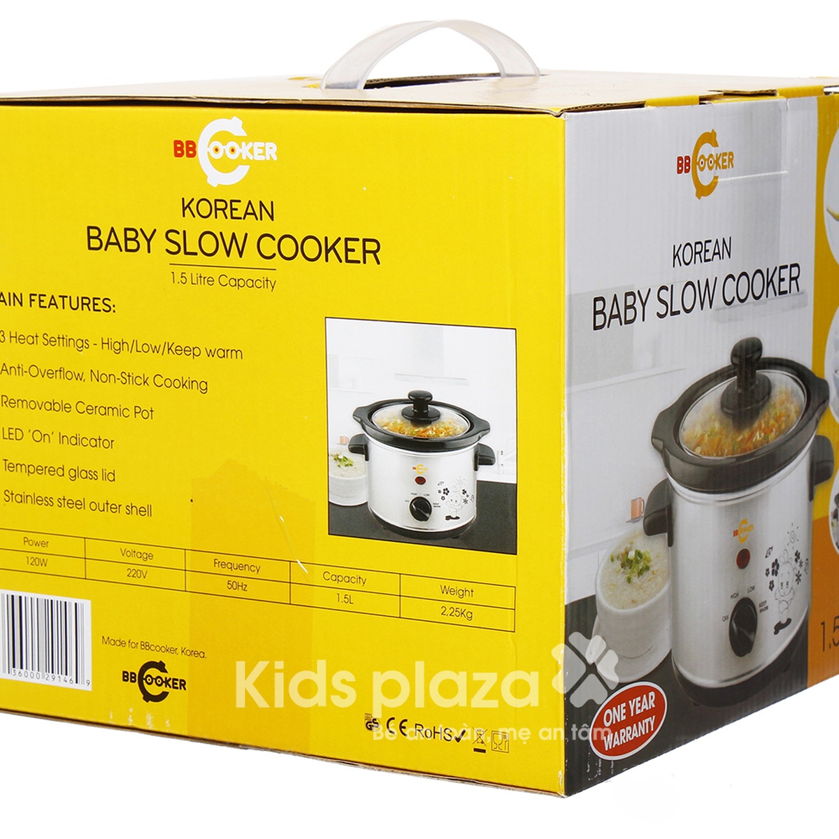 Nồi nấu cháo cho bé BBCooker Hàn Quốc loại to 1.5L - mặt trái
