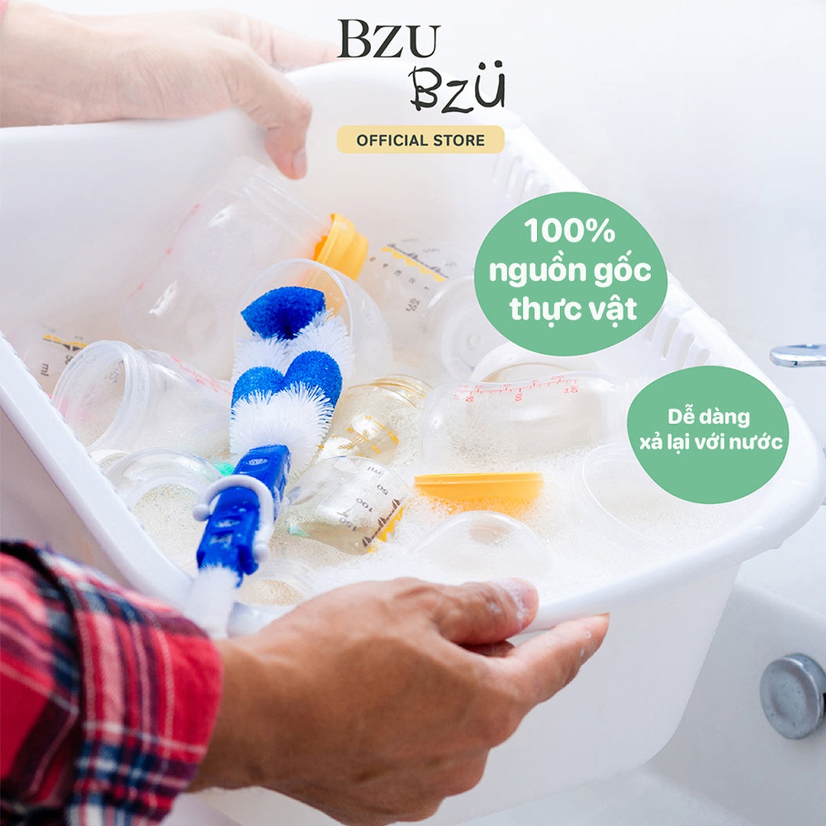 Nước rửa bình tạo bọt hương tự nhiên Bzu Bzu chai 500ml - hình 6