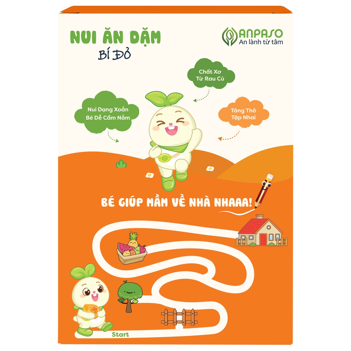 Nui ăn dặm bí đỏ Anpaso 150g - mặt sau