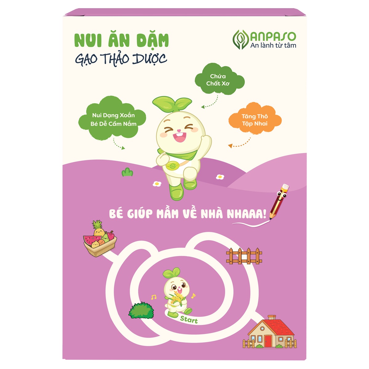 Nui ăn dặm gạo thảo dược Anpaso 150g - mặt sau