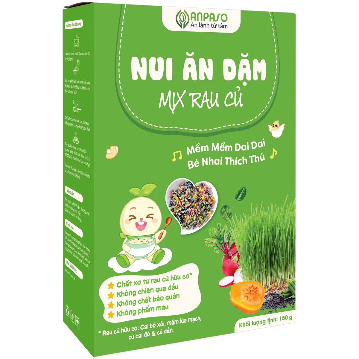 Nui ăn dặm mix rau củ Anpaso 150g - mặt trái
