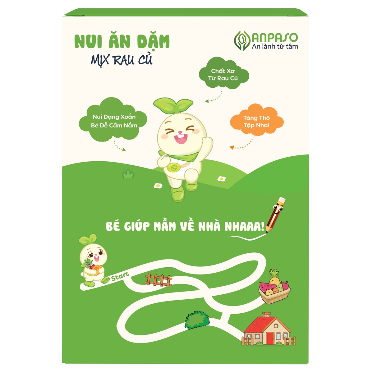 Nui ăn dặm mix rau củ Anpaso 150g - mặt sau