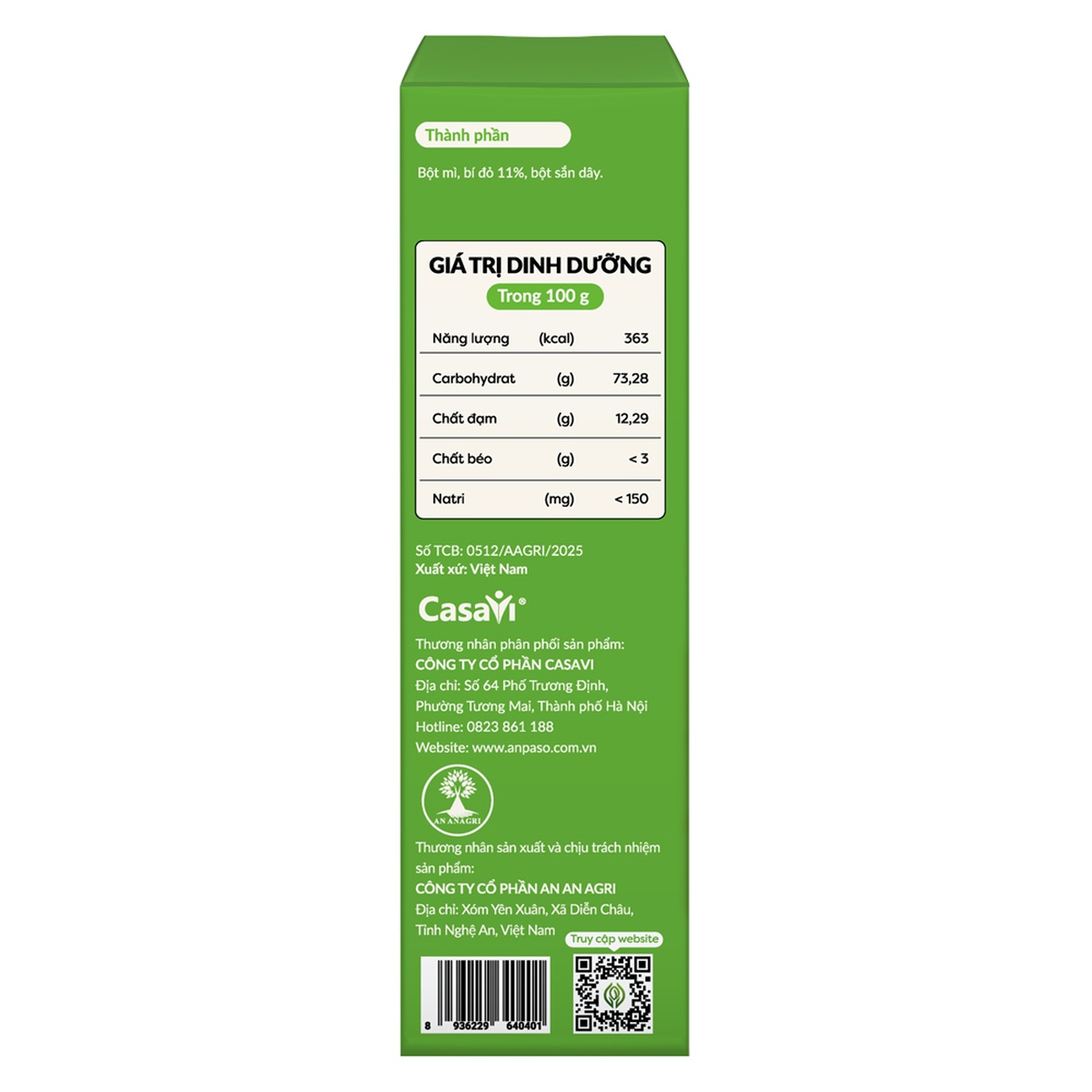 Nui xoắn bí đỏ Anpaso 100g cho bé 6M+ - góc nghiêng