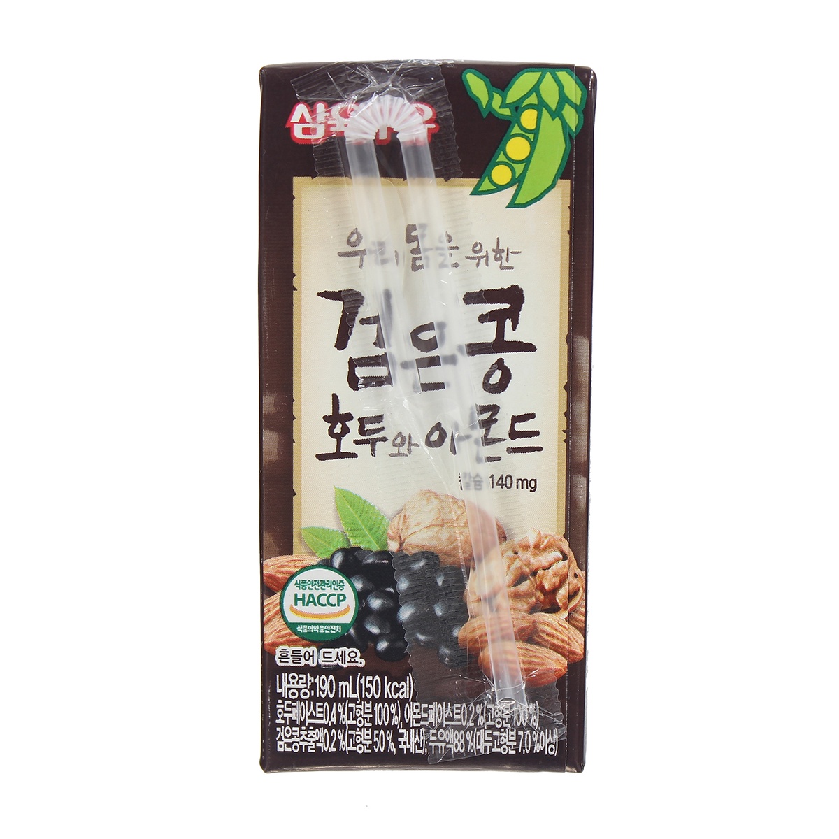Nước đậu đen hạnh nhân óc chó Hàn Quốc 190ml - mặt sau