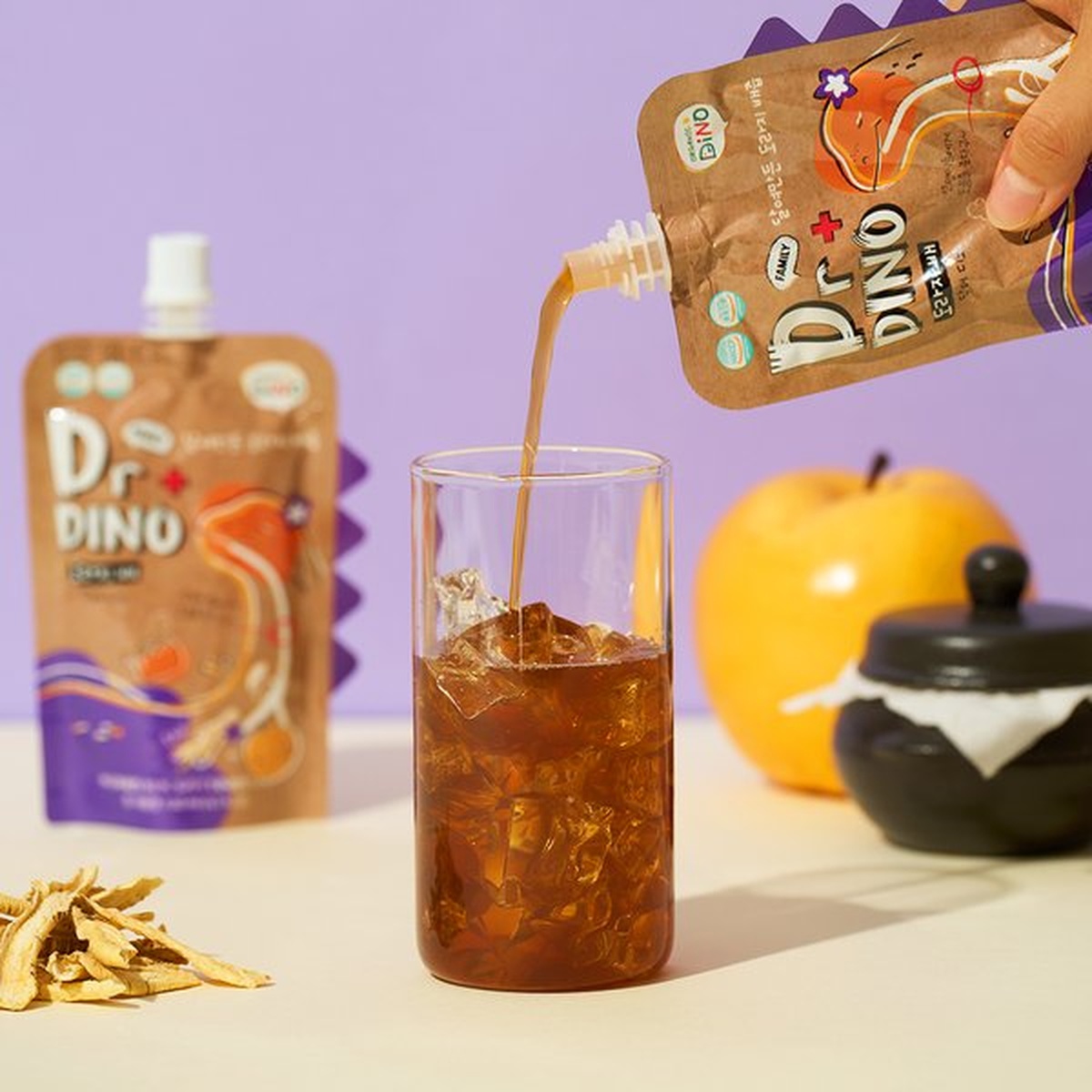 Nước ép lê, rễ hoa chuông đen nguyên chất Dr Dino 100ml (6M+) - mặt phải