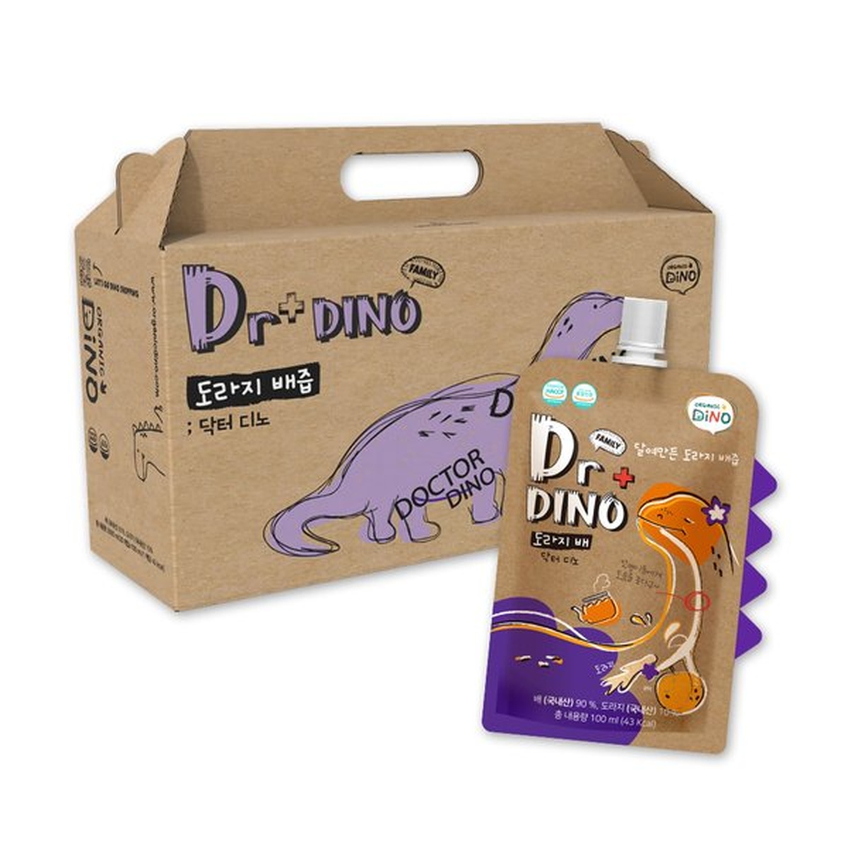 Nước ép lê, rễ hoa chuông đen nguyên chất Dr Dino 100ml (6M+) - mặt sau