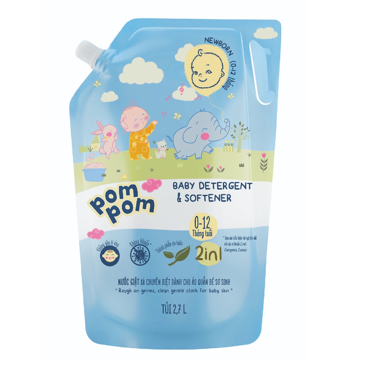 Nước giặt xả Pom Pom Newborn 2700ml (0-12M)
