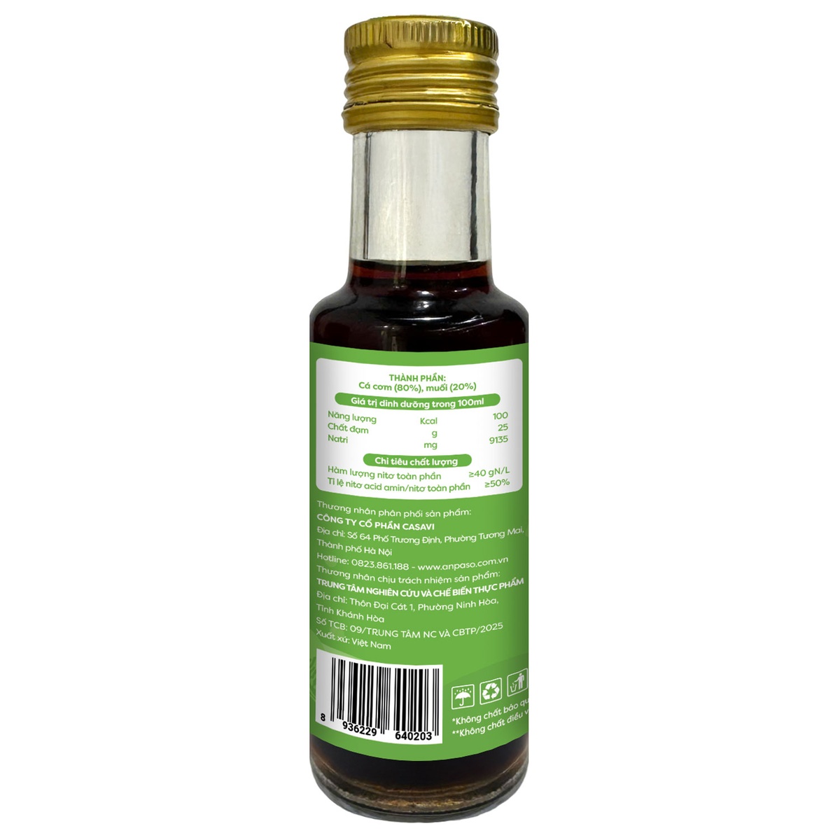 Nước mắm cá cơm Anpaso 120ml - mặt sau