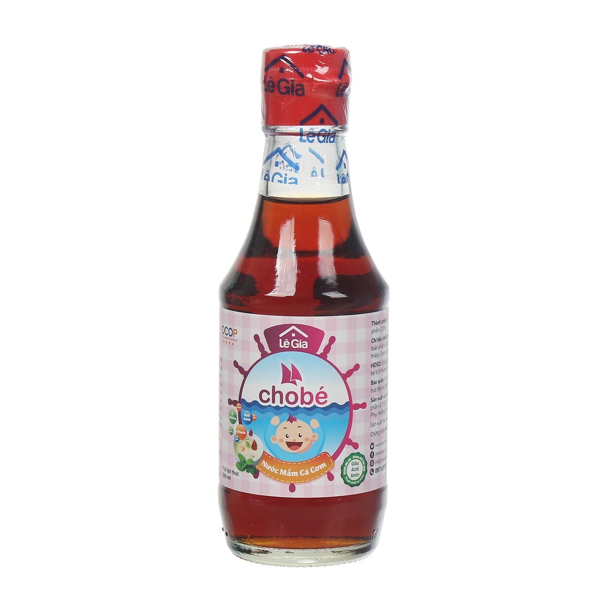 Nước mắm cá cơm Lê Gia 200ml - mặt trái