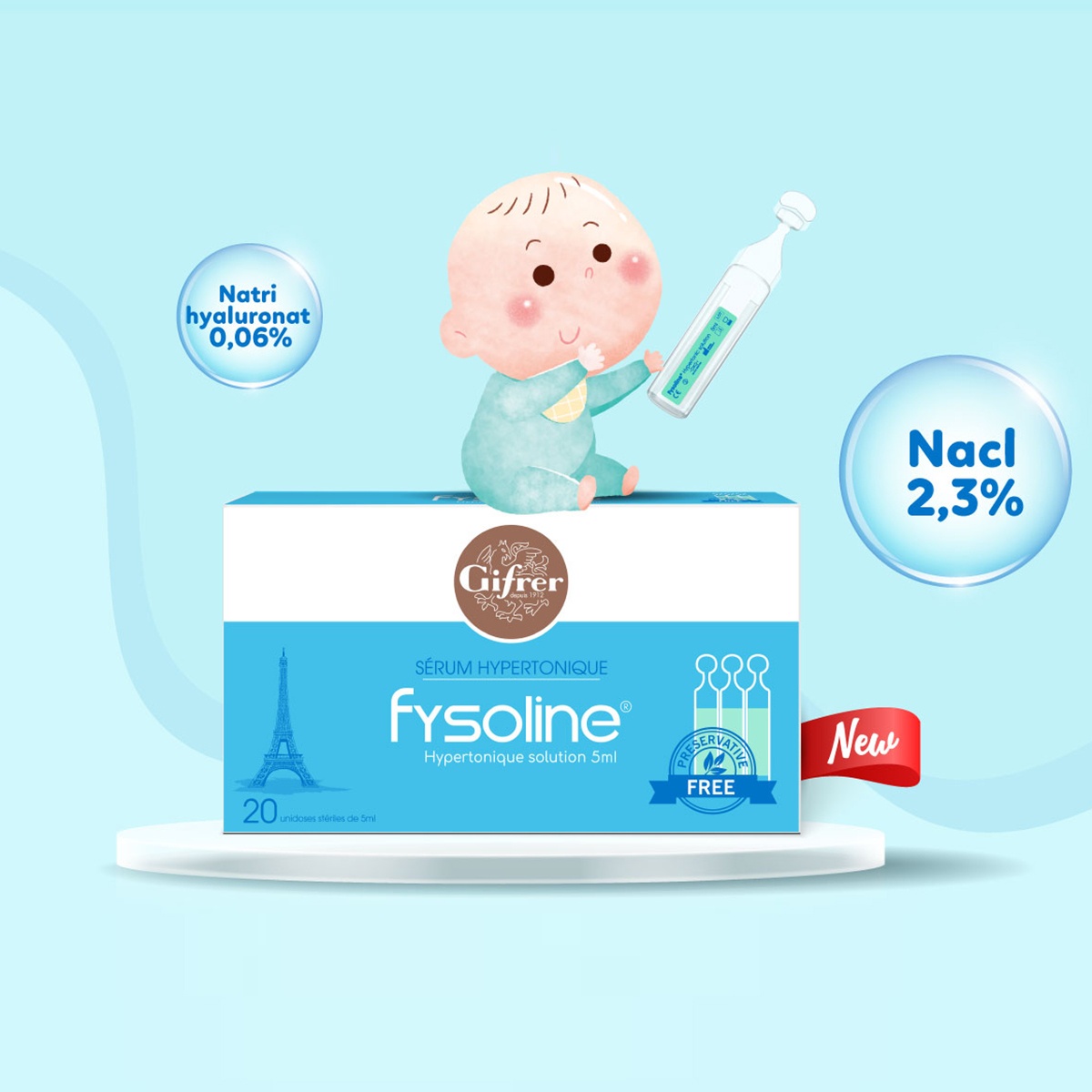 Nước muối sinh lý Fysoline xanh 5ml - mặt trái
