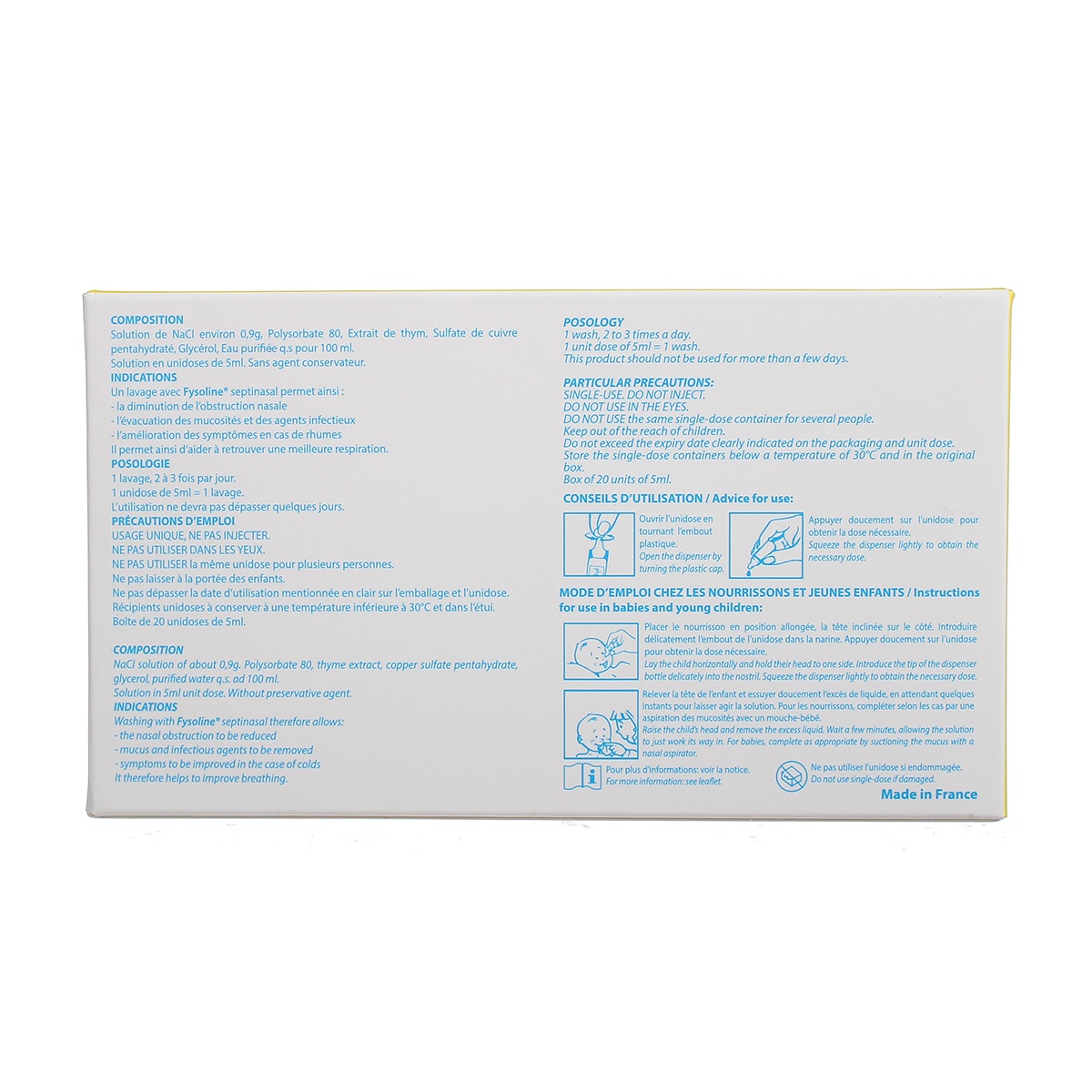 Nước muối sinh lý Fysoline vàng 5ml - góc nghiêng