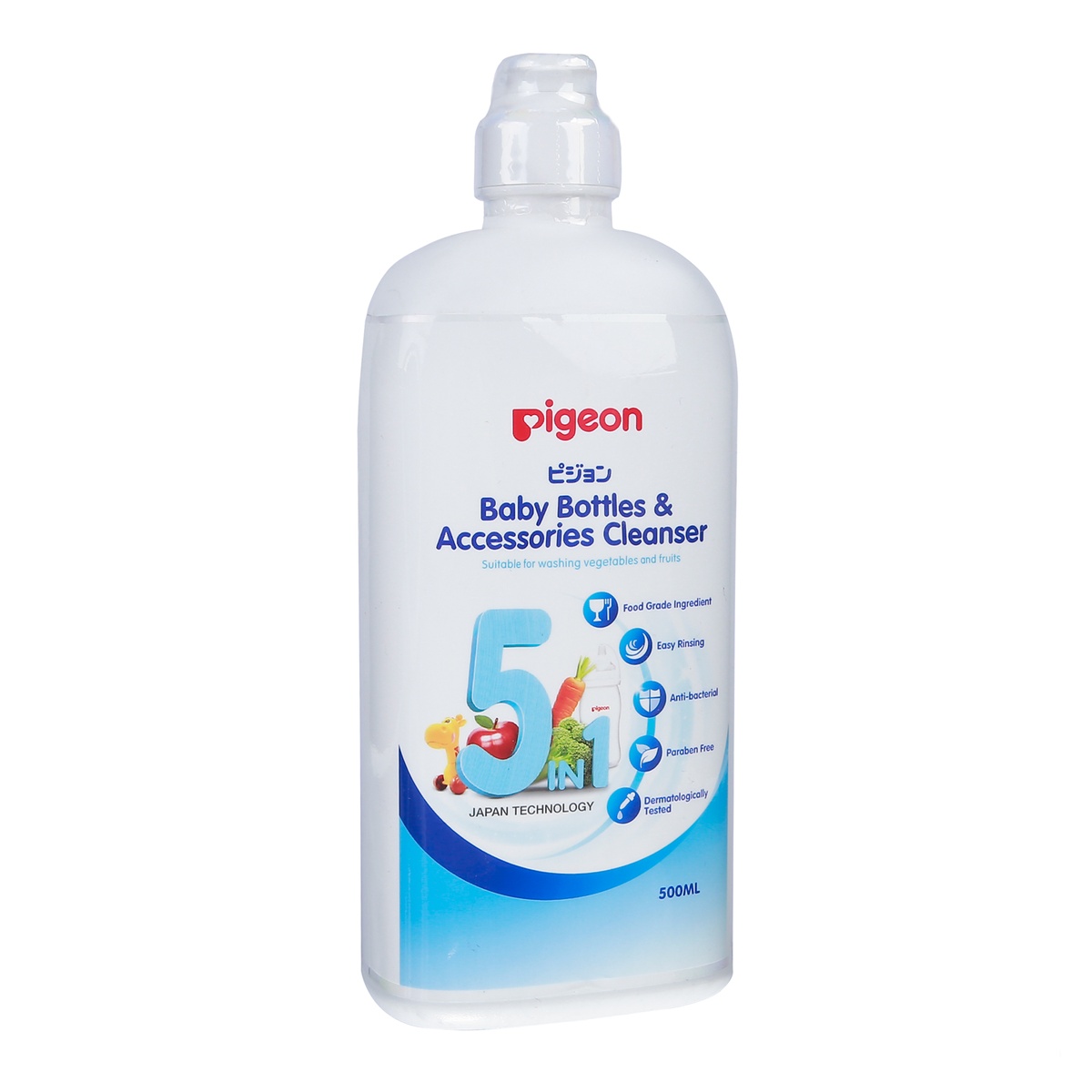 Nước rửa bình sữa Pigeon 500ml (đóng chai) - mặt trái