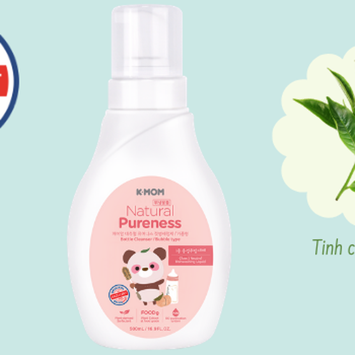 Nước rửa bình & rau quả hữu cơ K-MOM Hàn Quốc (Chai 500ml) KM13128 - góc nghiêng