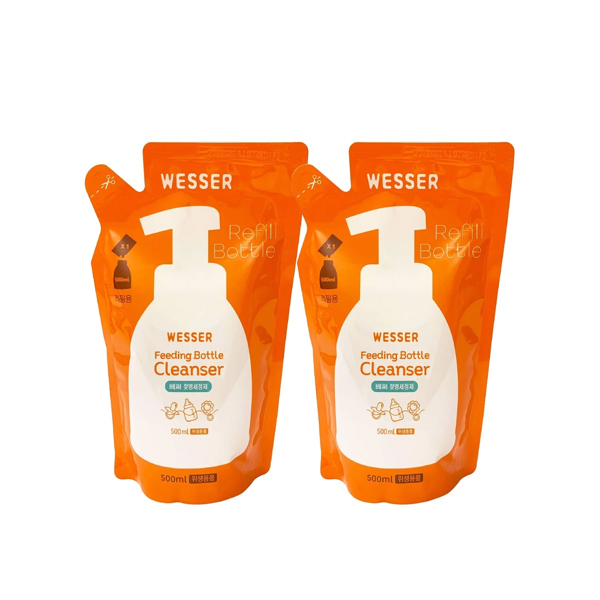 Nước rửa bình sữa Wesser 500ml  - mặt phải