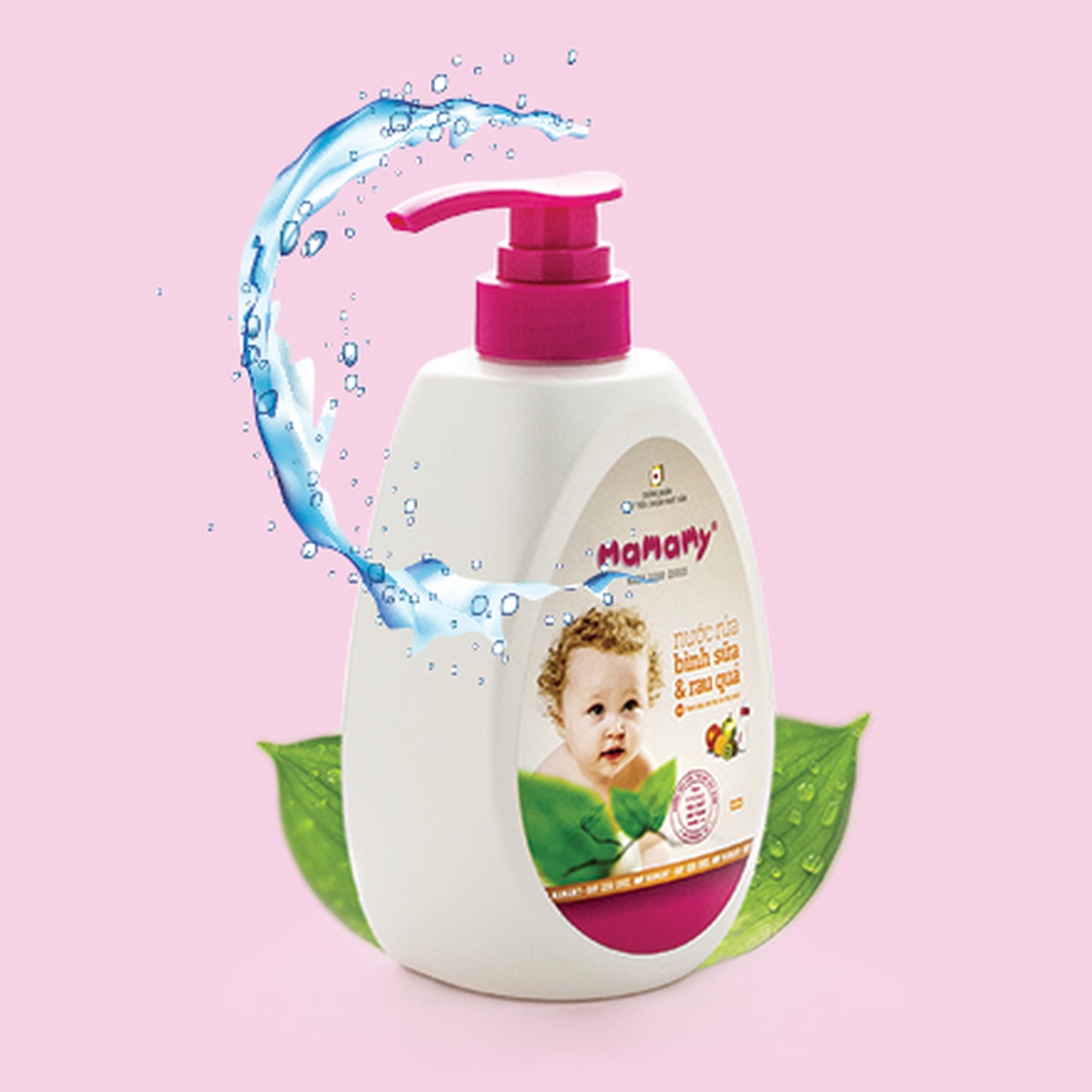 Nước rửa bình sữa và rau quả Mamamy 600ml - mặt trái