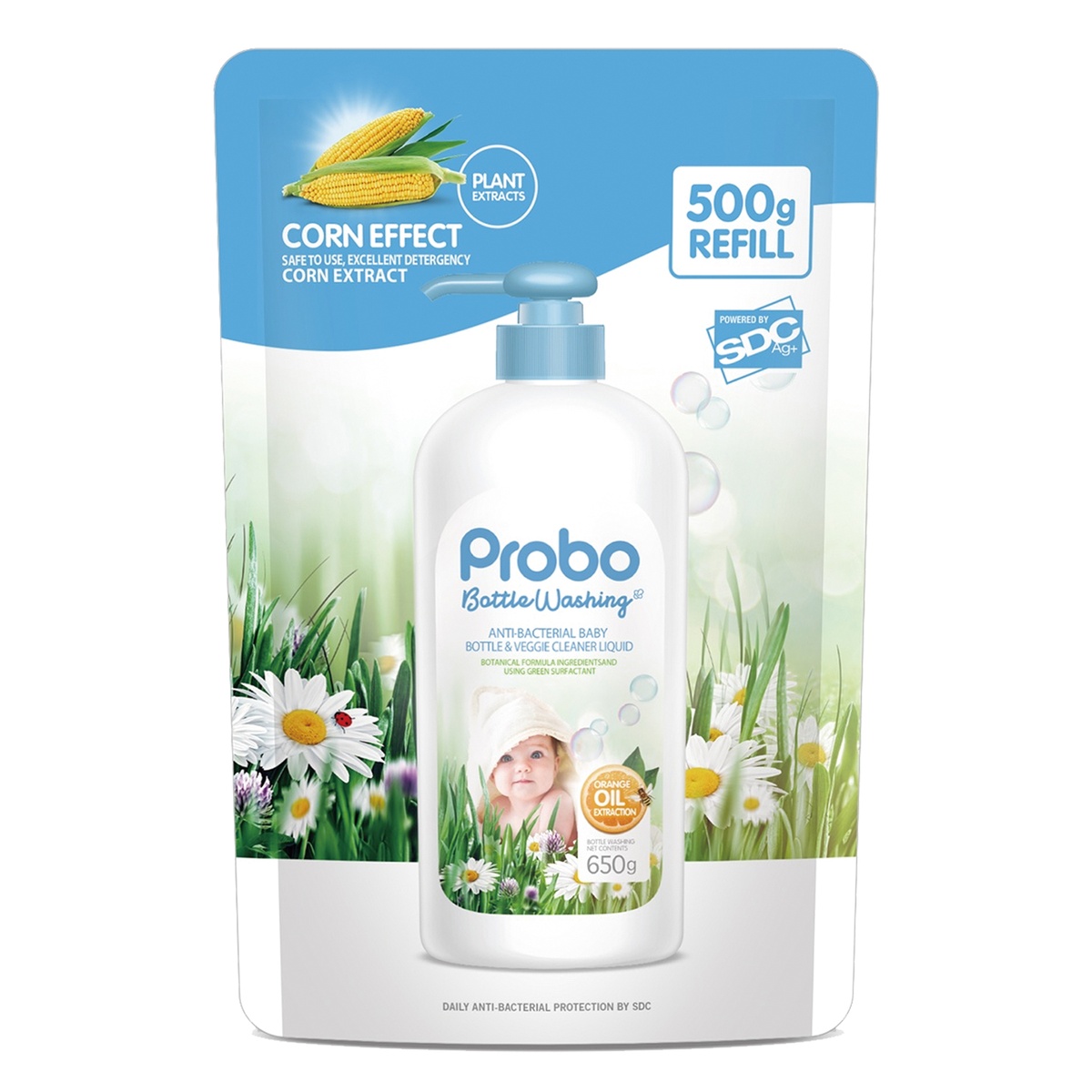 Nước rửa bình và rau quả PROBO 500g (dạng bình) - mặt sau