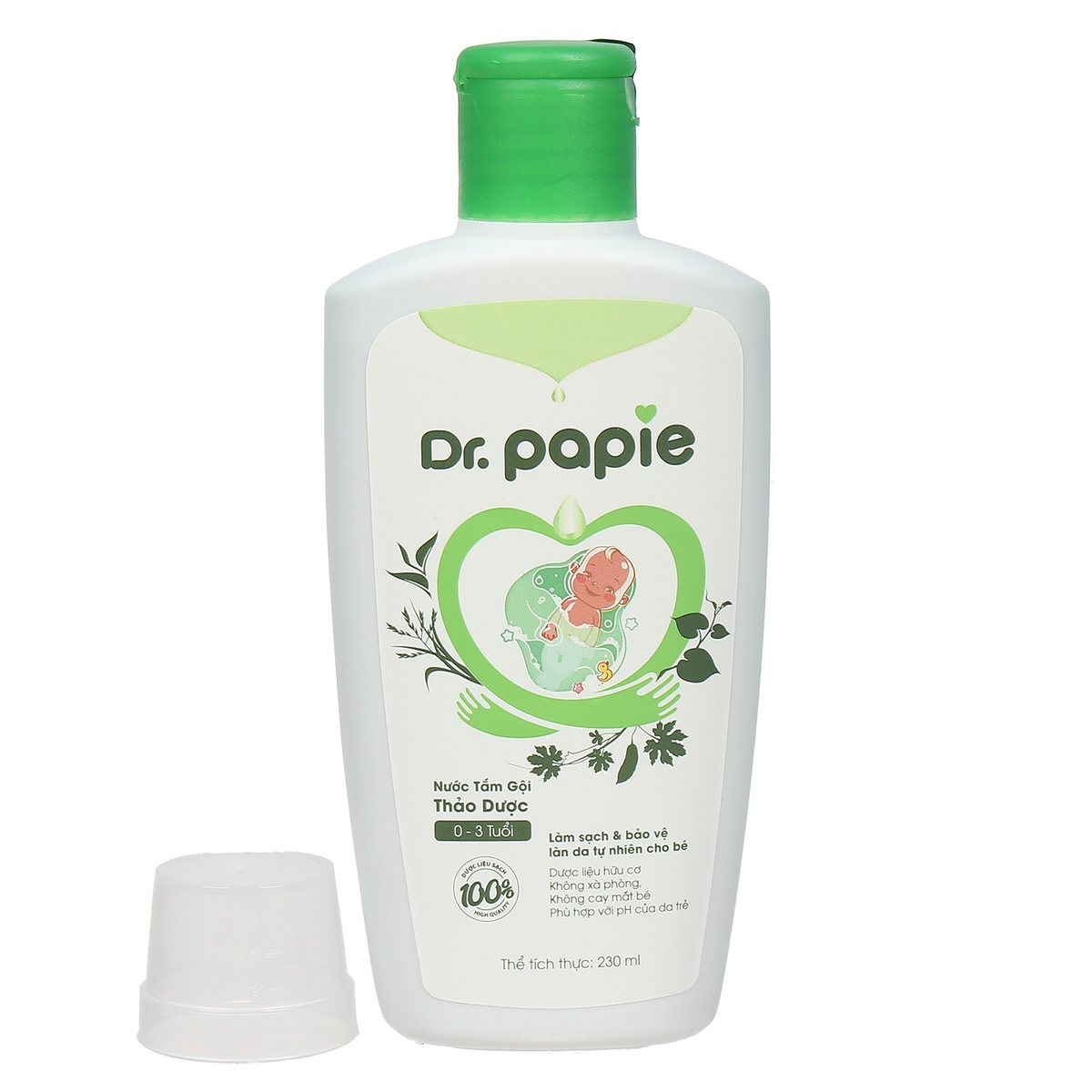 Nước tắm gội thảo dược Dr Papie 230ml - mặt phải
