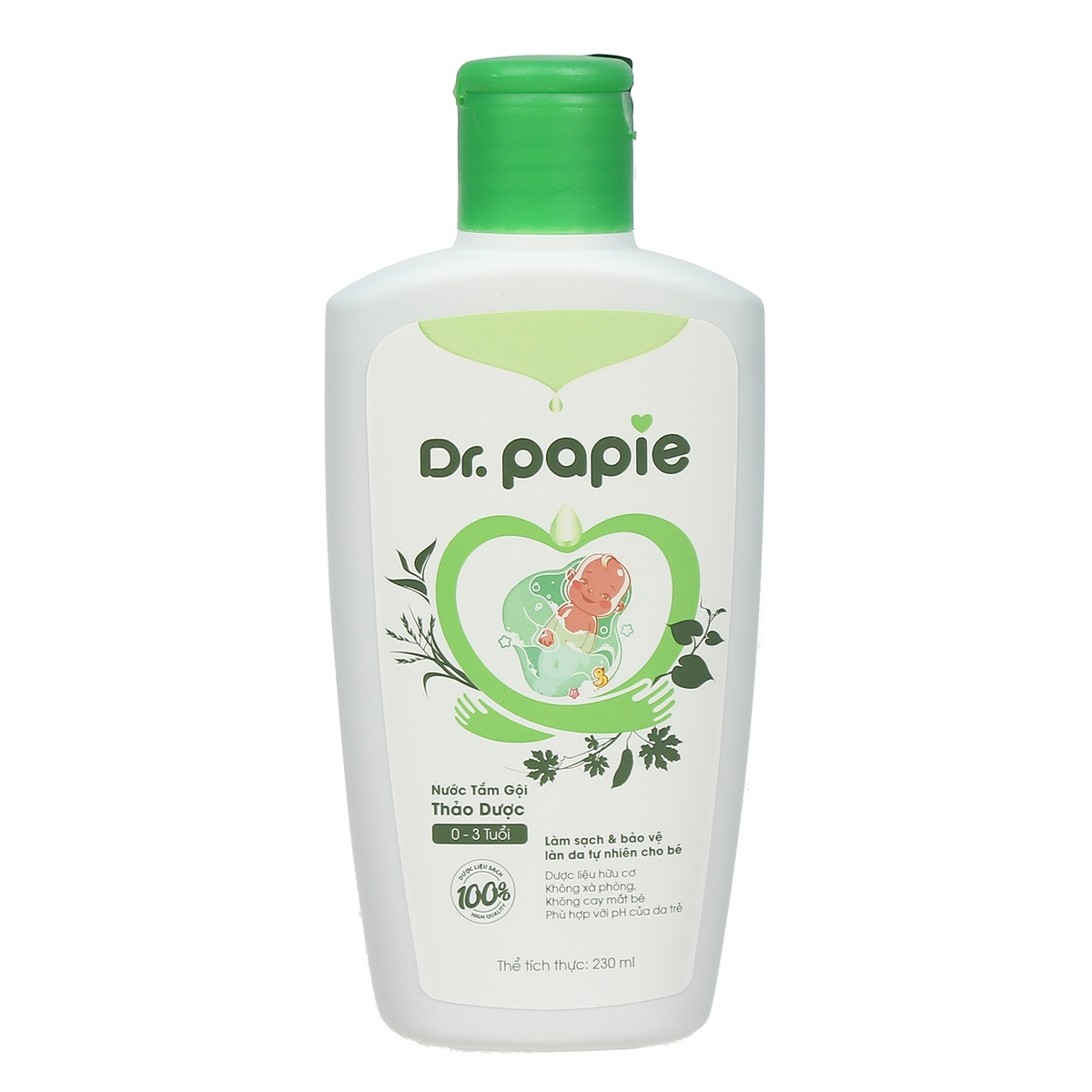 Nước tắm gội thảo dược Dr Papie 230ml - mặt sau