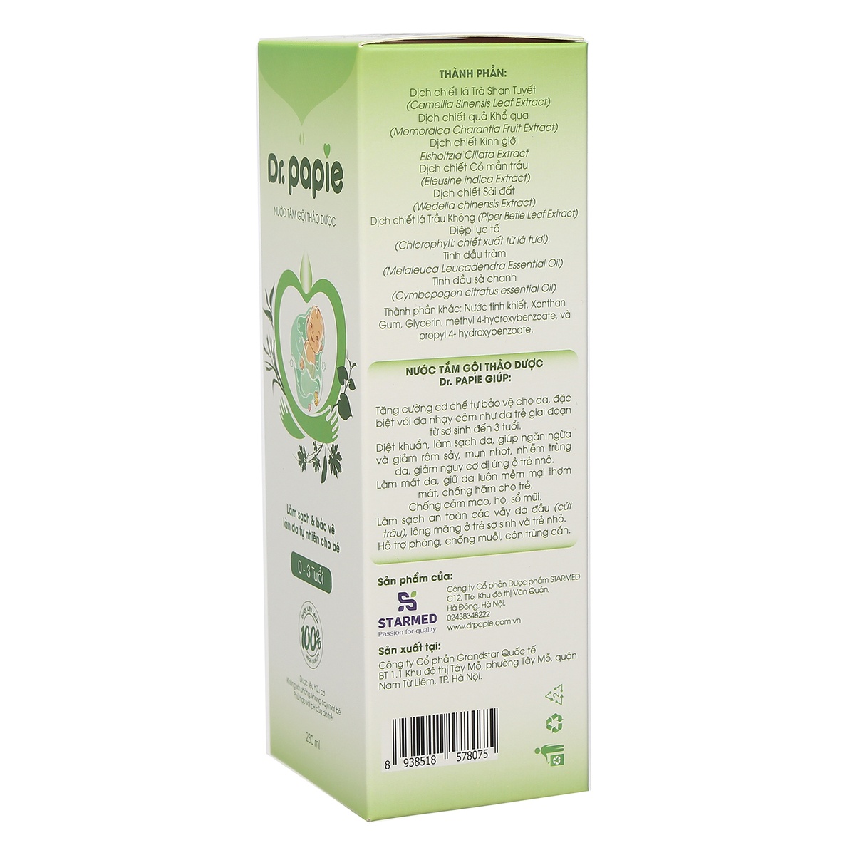 Nước tắm gội thảo dược Dr Papie 230ml - hình 8