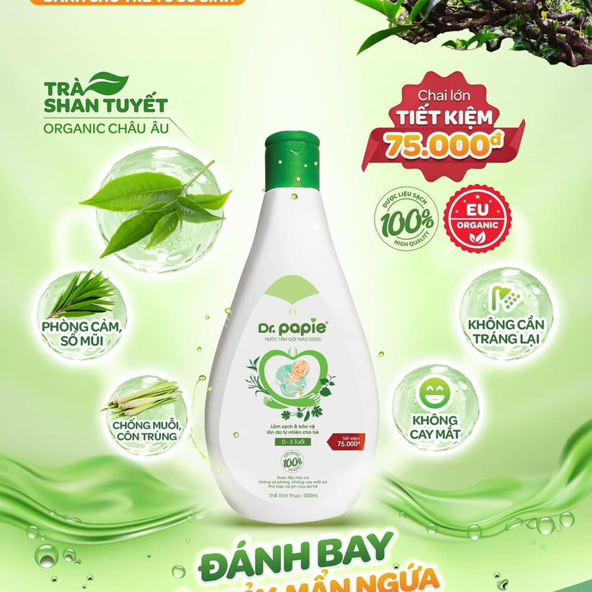 Nước tắm gội thảo dược Dr.Papie 500ml - hình 6