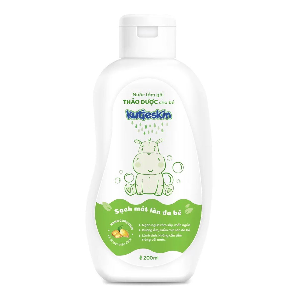 Nước tắm gội thảo dược Kutieskin 200ml - mặt trái
