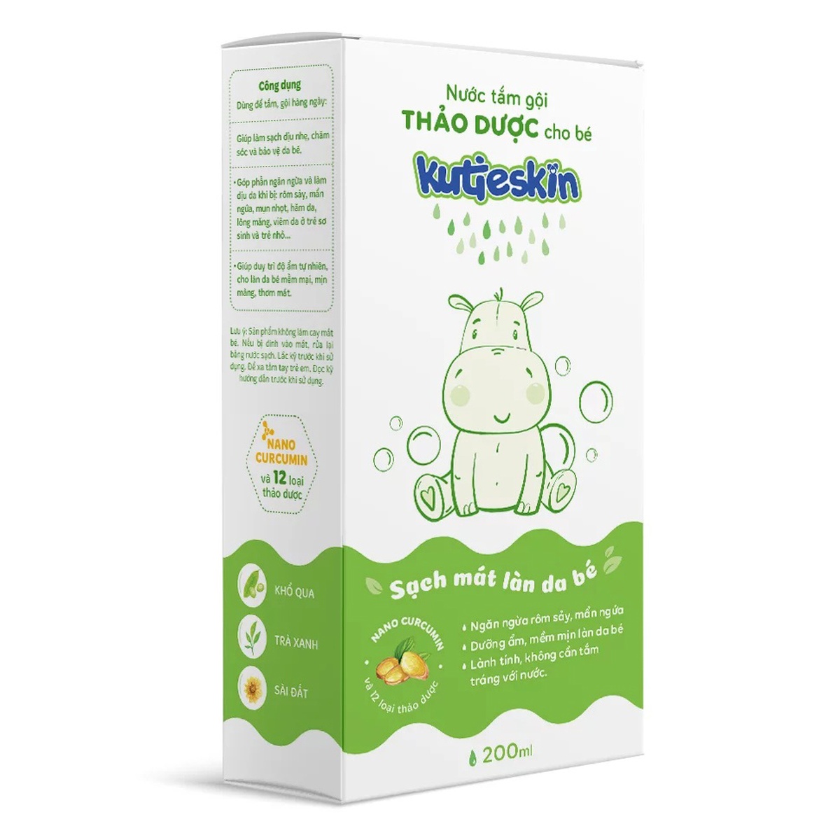 Nước tắm gội thảo dược Kutieskin 200ml - mặt phải