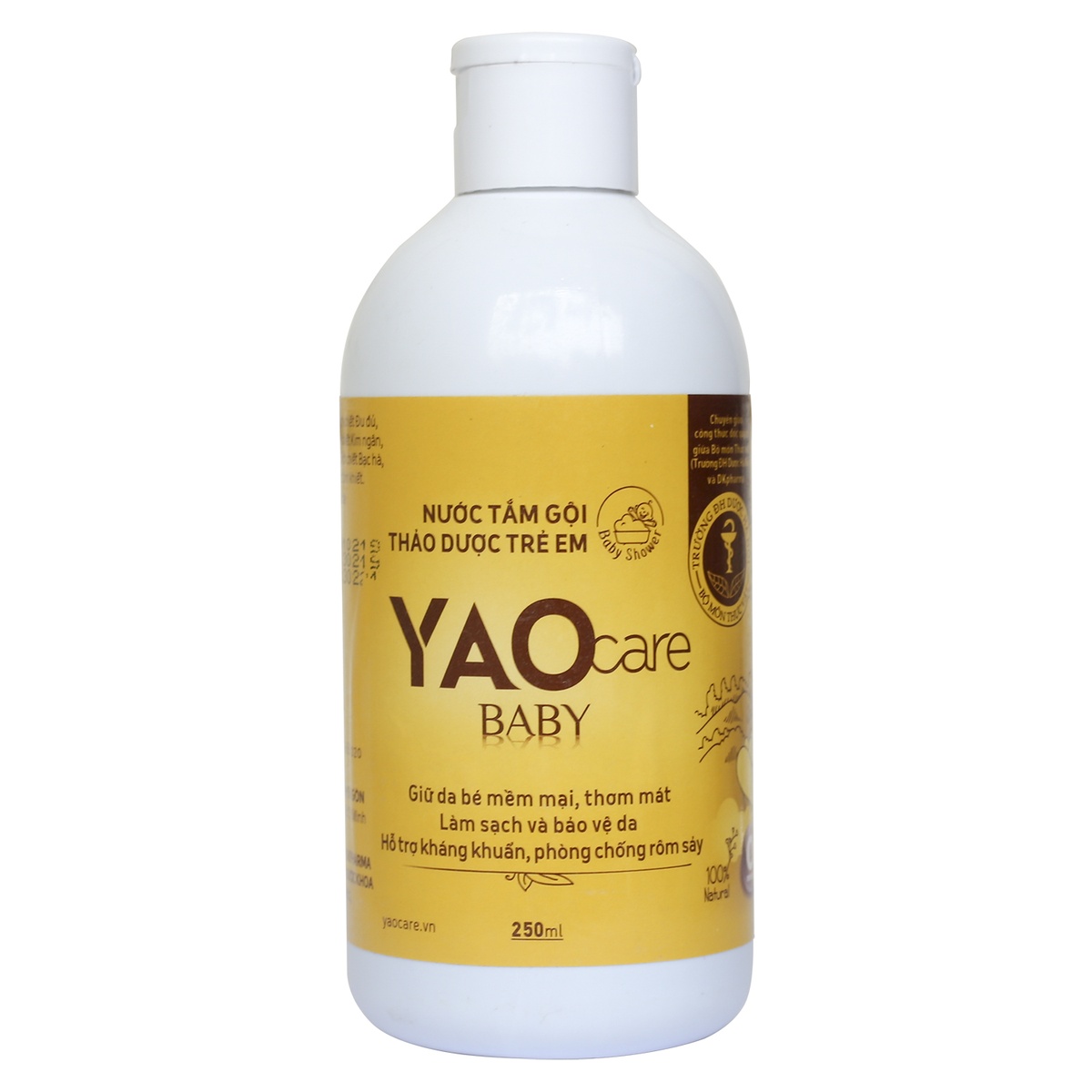 Nước tắm gội thảo dược Yaocare Baby 250ml - mặt trái