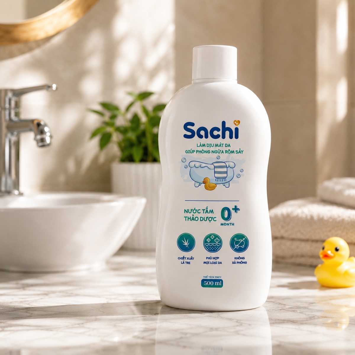 Nước tắm thảo dược Sachi 500ml - mặt trái