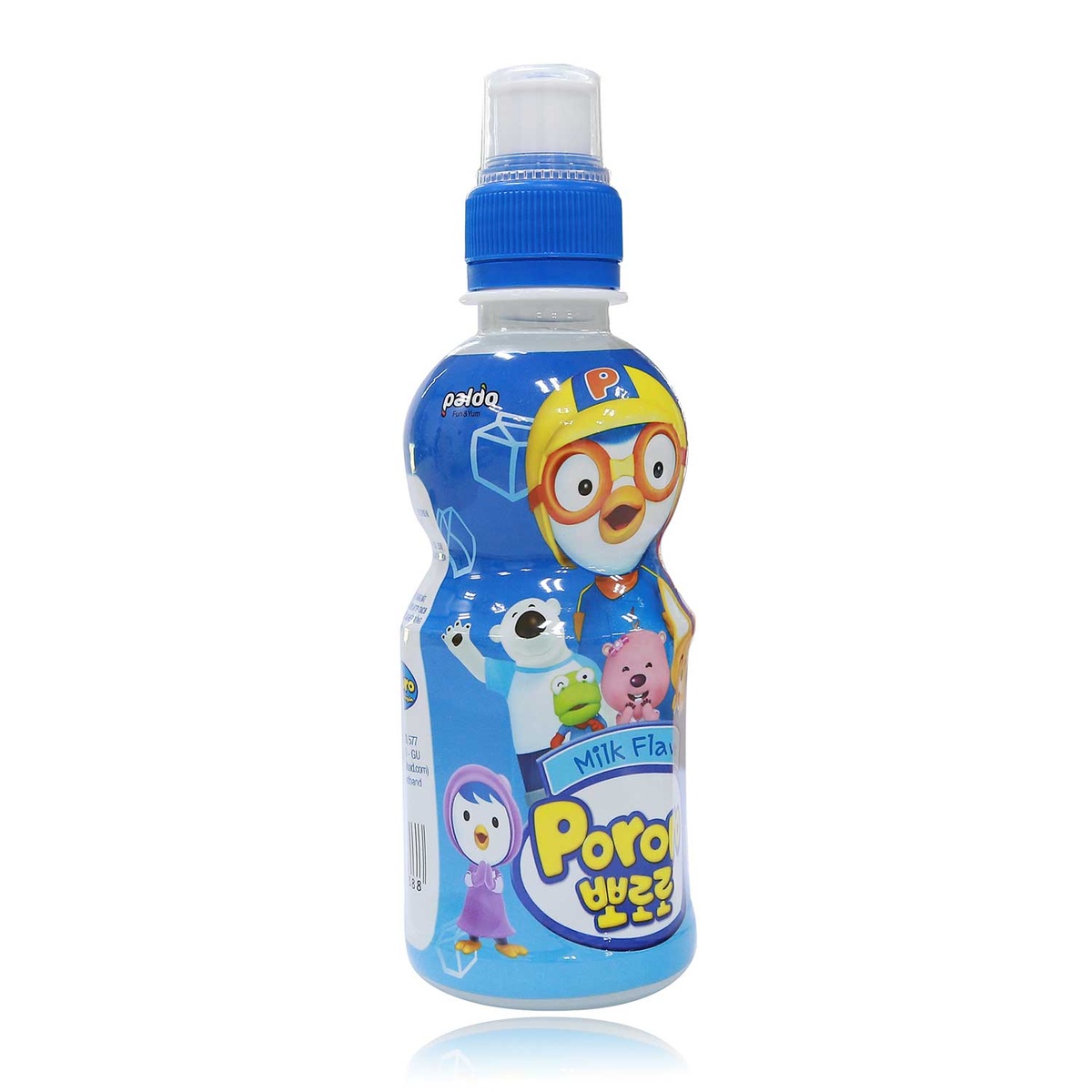 Nước uống Pororo hương vị sữa chai 235ml - mặt sau