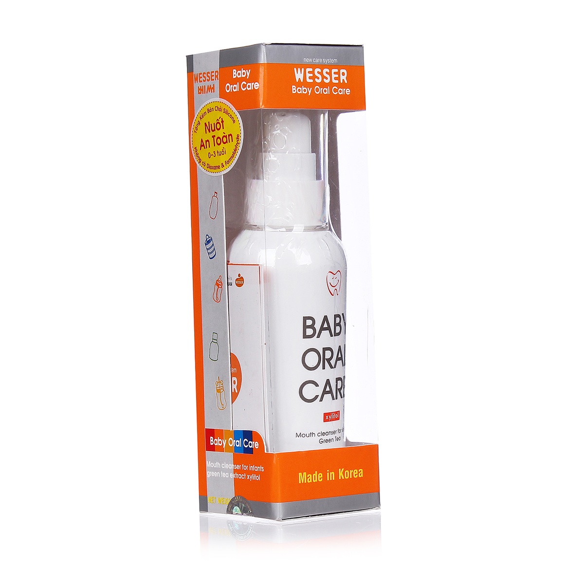Nước và bàn chải rơ lưỡi Wesser  - mặt sau