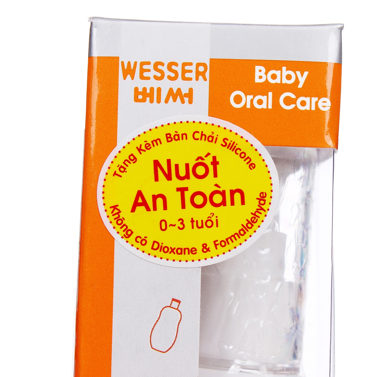 Nước và bàn chải rơ lưỡi Wesser  - mặt trái