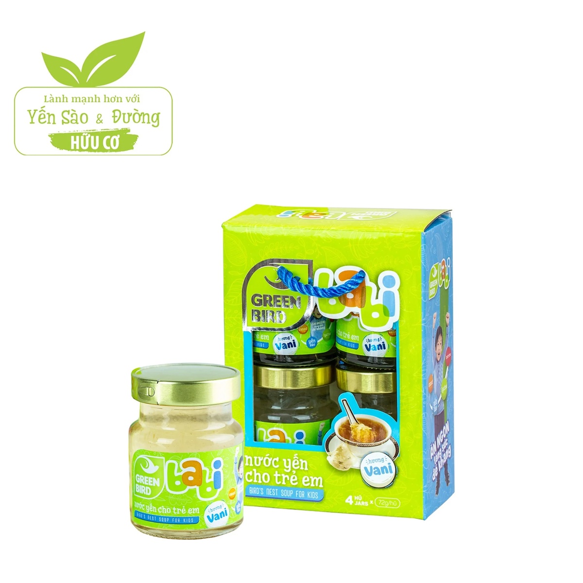 Nước yến sào hương vani GreenBird-Babi 4*72g - góc nghiêng