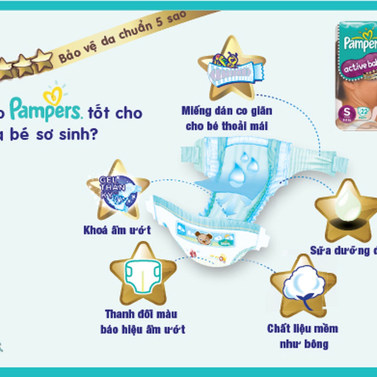 Bỉm Pampers XL 54 miếng (13kg) - góc nghiêng