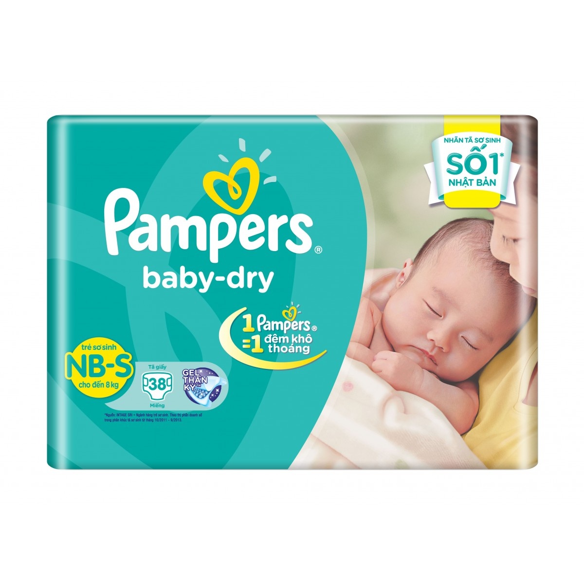 Bỉm Pampers S38 miếng (3-8kg) - mặt trước