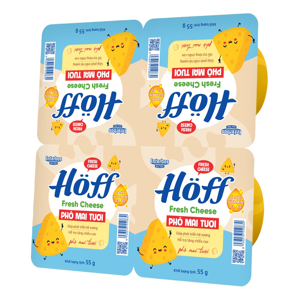 Phô mai tươi Hoff 4x55g 1Y+ - mặt phải