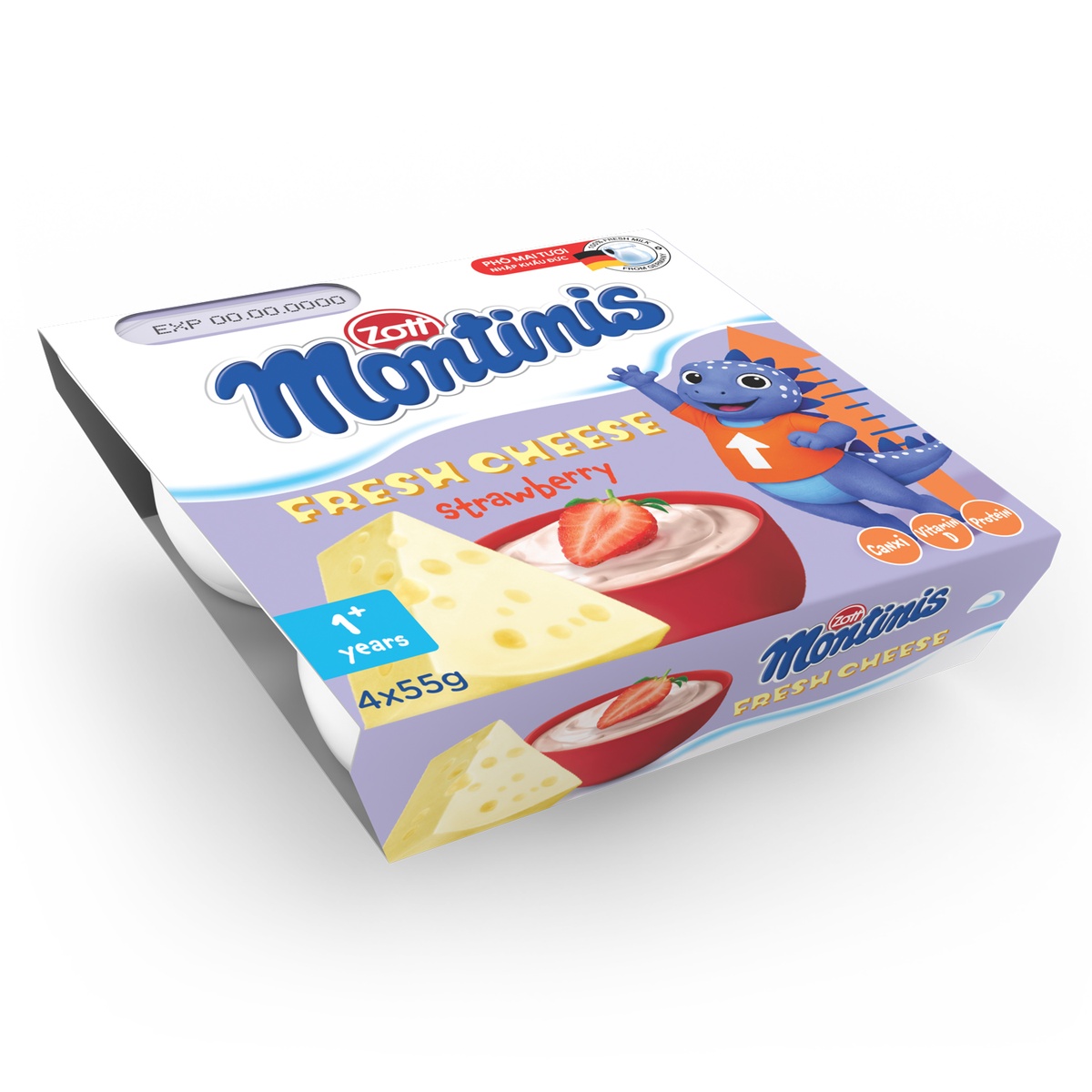 Phô mai tươi Montinis vị Dâu 4x55g - mặt sau