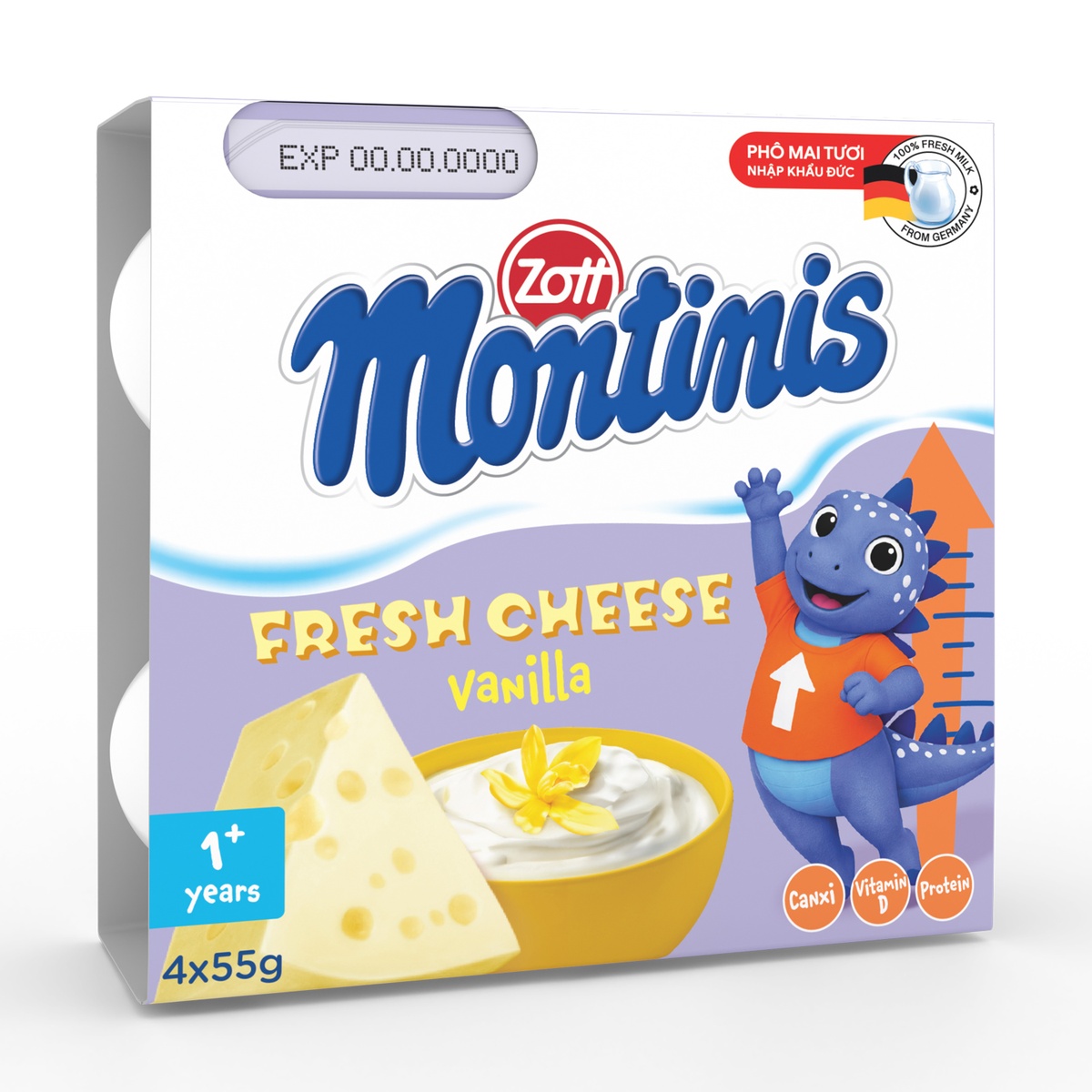 Phô mai tươi Montinis vị Vani 4x55g - mặt trái