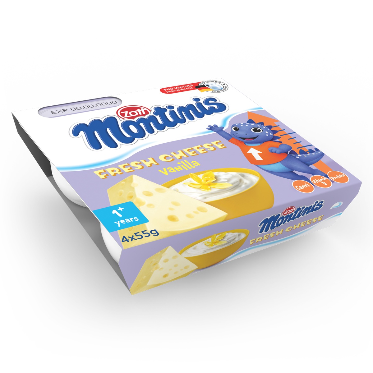 Phô mai tươi Montinis vị Vani 4x55g - mặt sau