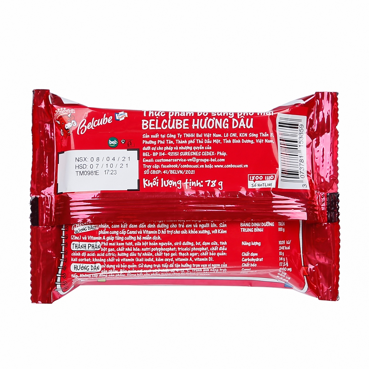 Phô mai viên Belcube vị dâu 78g (15 viên) - mặt phải
