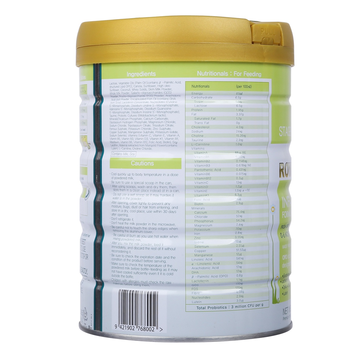 Sữa Purelac số 1 800g cho bé từ 0-6 tháng tuổi của New Zealand - mặt phải