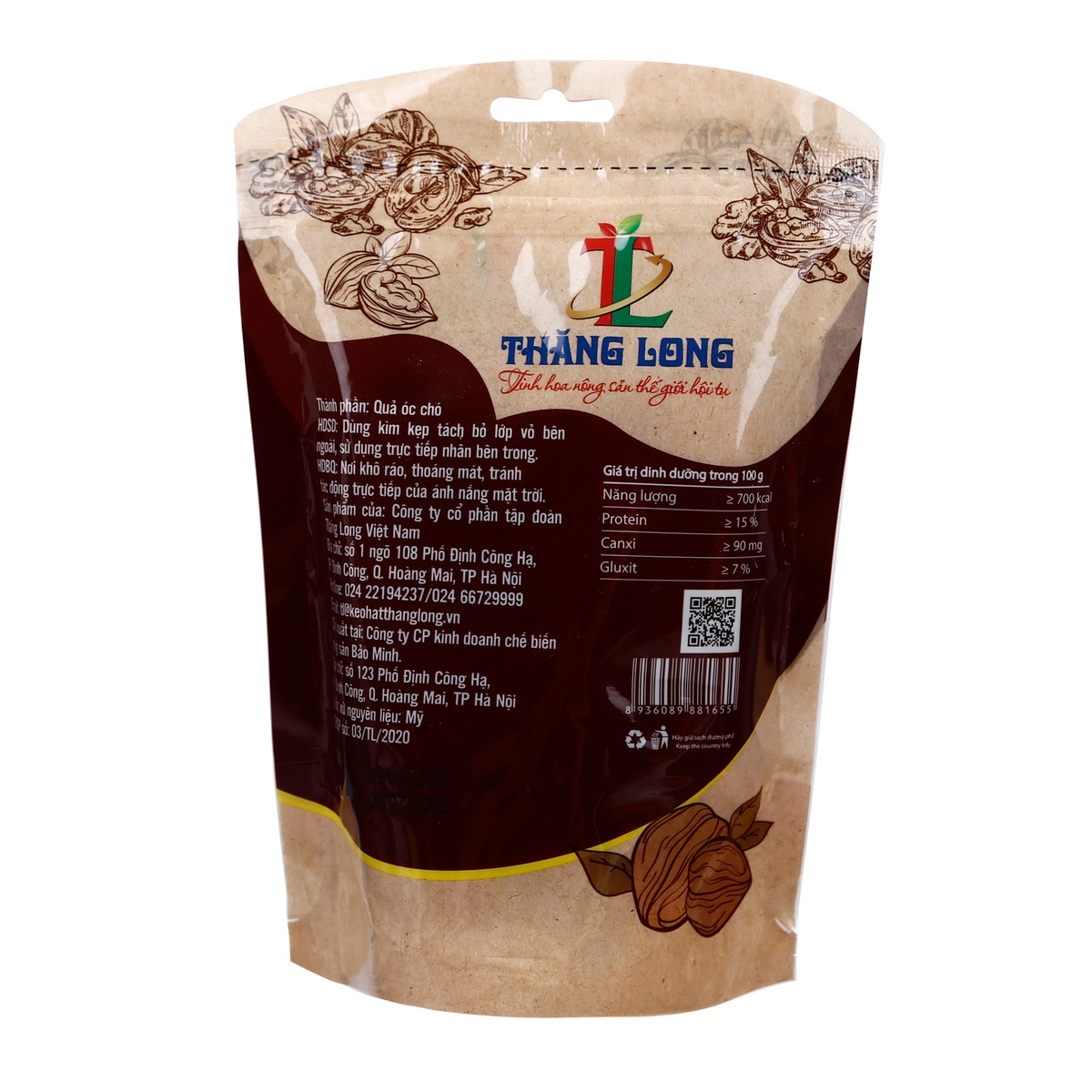 Quả óc chó Bảo Minh - Túi 175g - mặt trái