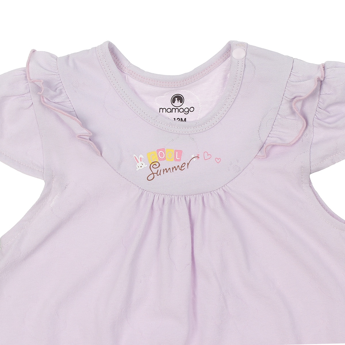 Quần áo sơ sinh Neil cộc tay cài vai Mamago HN20H (Tím) 12-18M - mặt sau